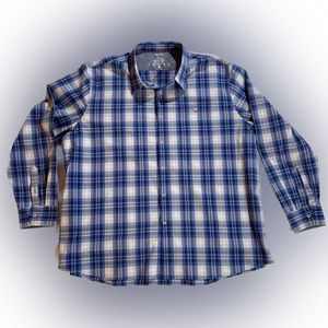 Flag & Anthem, Plaid Dress Shirt, long sleeve, 3XL, Blue, Gray & White